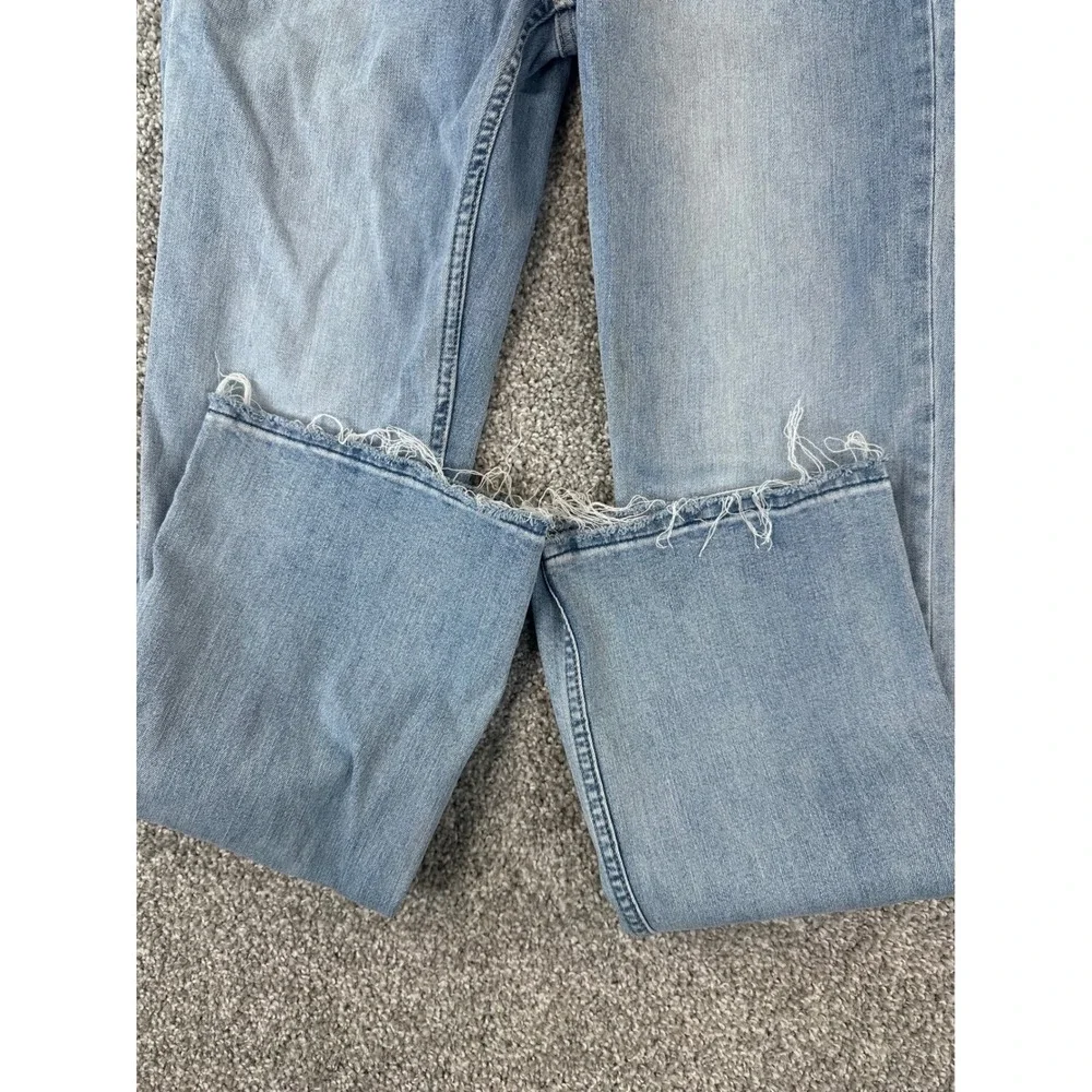 Gap Baby Boot Mid Rise Jeans Size 31 12R Tall Light Wash Raw Hem Stretch Denim - Picture 4 of 9